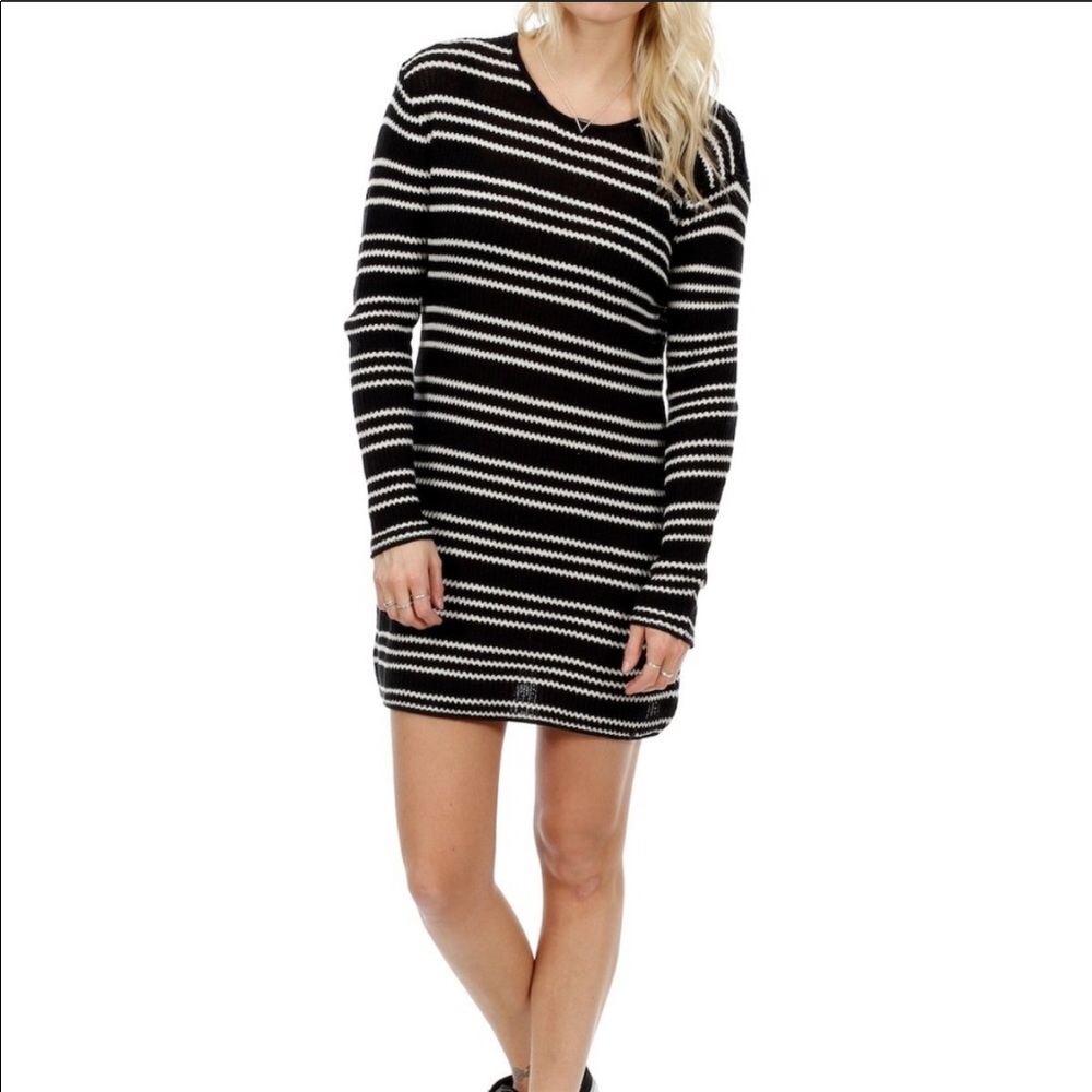 Volcom black and white striped sweater dress